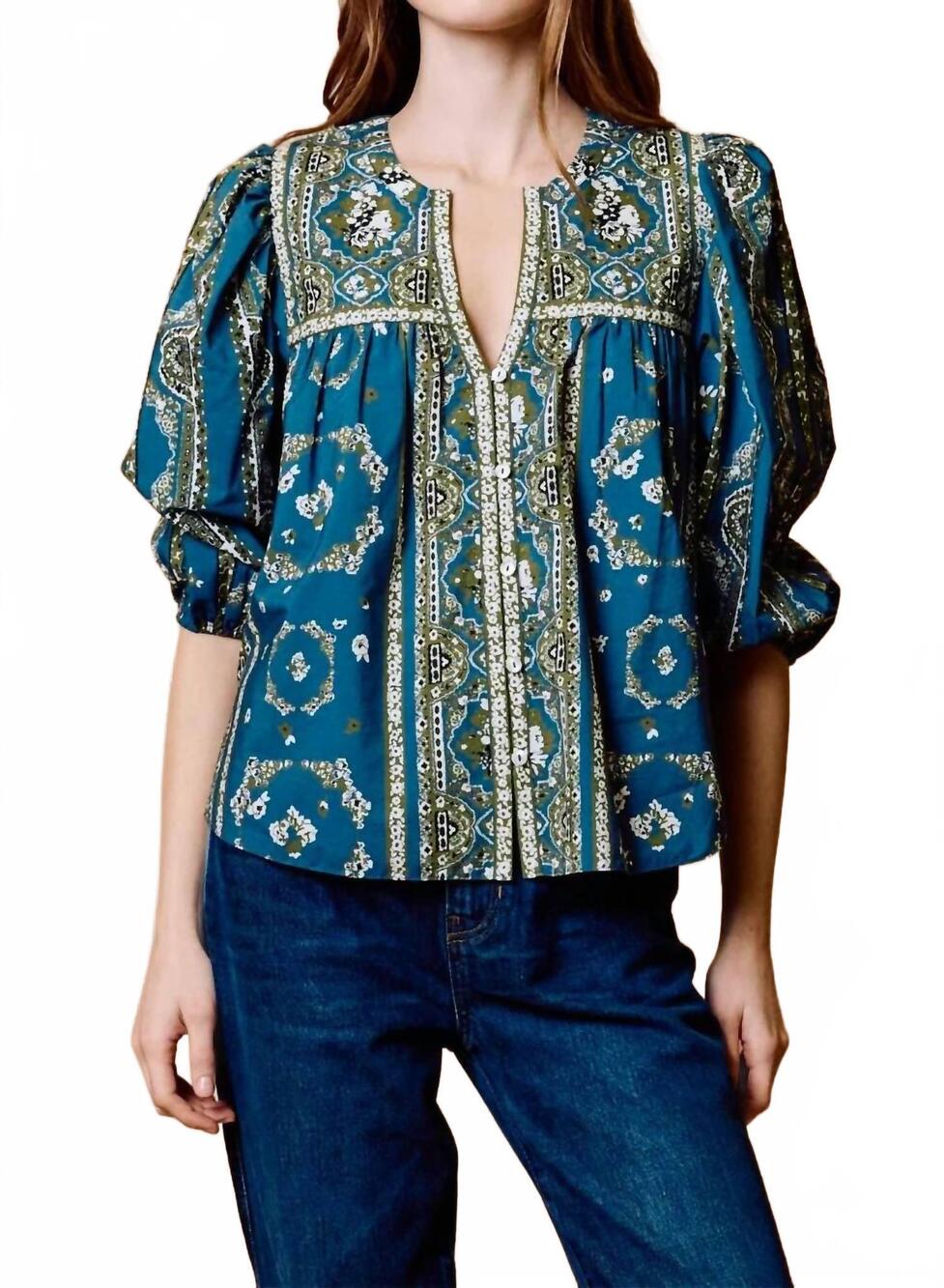 NEW CLEOBELLA fioren print imogen top in blue